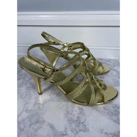 Adrianna Papell Boutique, Size 10M, Gold Cage Heels, Rope Strappy Open Toe *Read - Picture 2 of 14